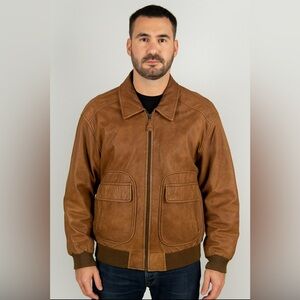 Vintage Ash Creek Trading A2 Flight Saddle Brown Leather Jacket